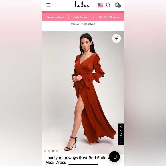 Dresses | Lulus Red Rust Satin Maxi Wrap Dress | Poshmark